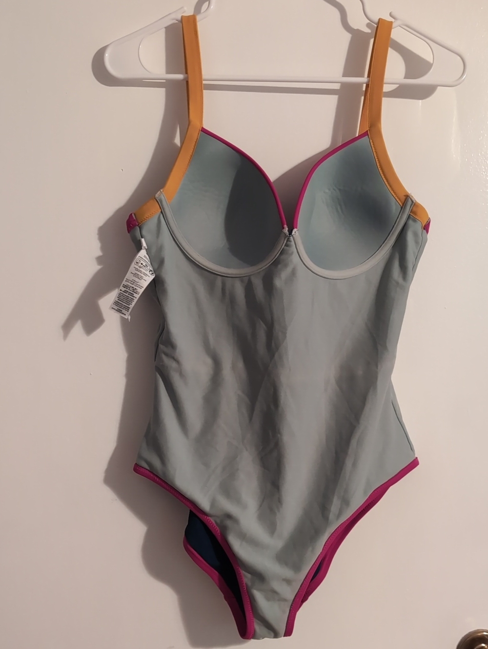Boden Colorblock Navy One-Piece Swimsuit with Pink & Mustard Trim - Picture 6 of 7